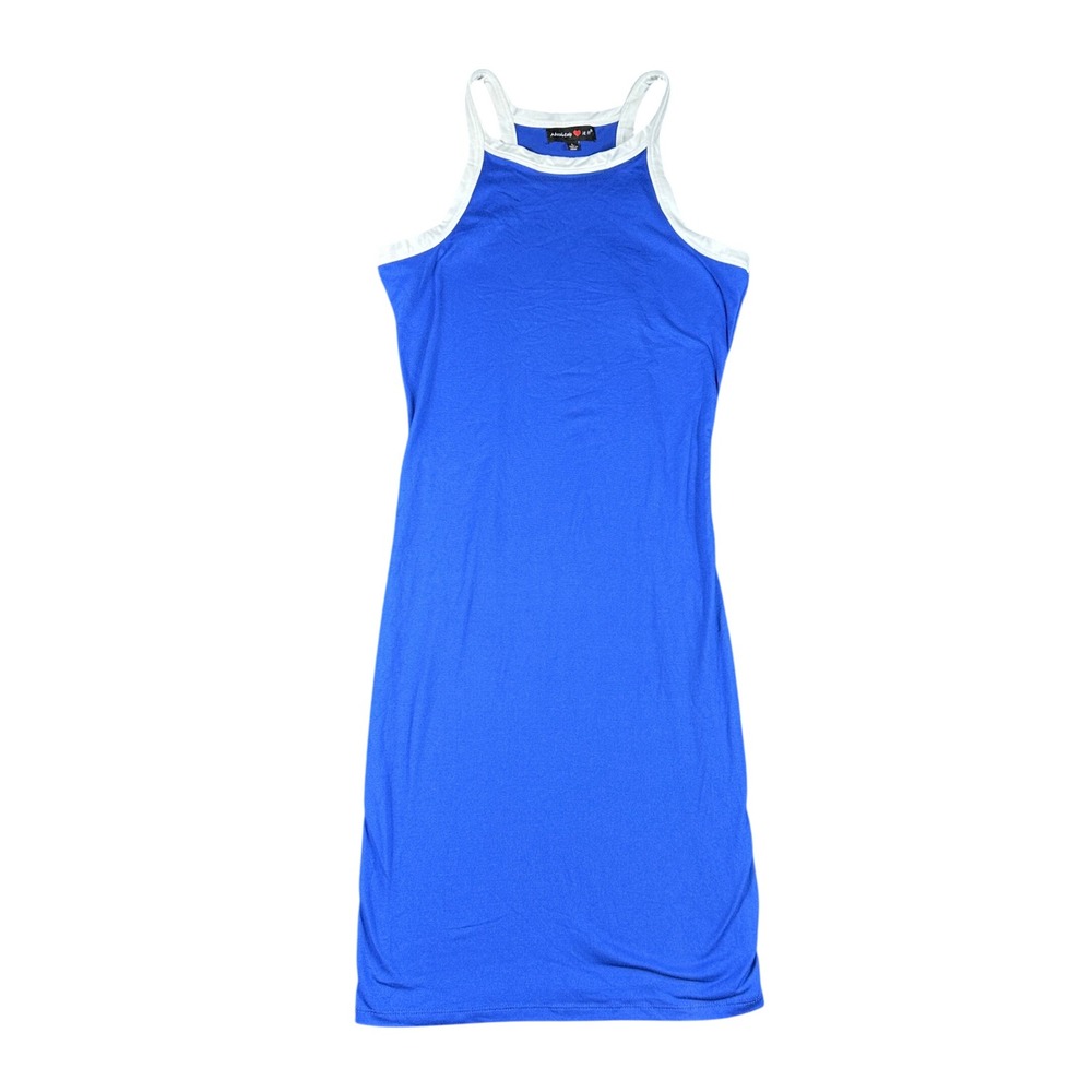 Absolutely It Royal Blue Sleeveless Athleisure Mini Dress Bodycon Size L